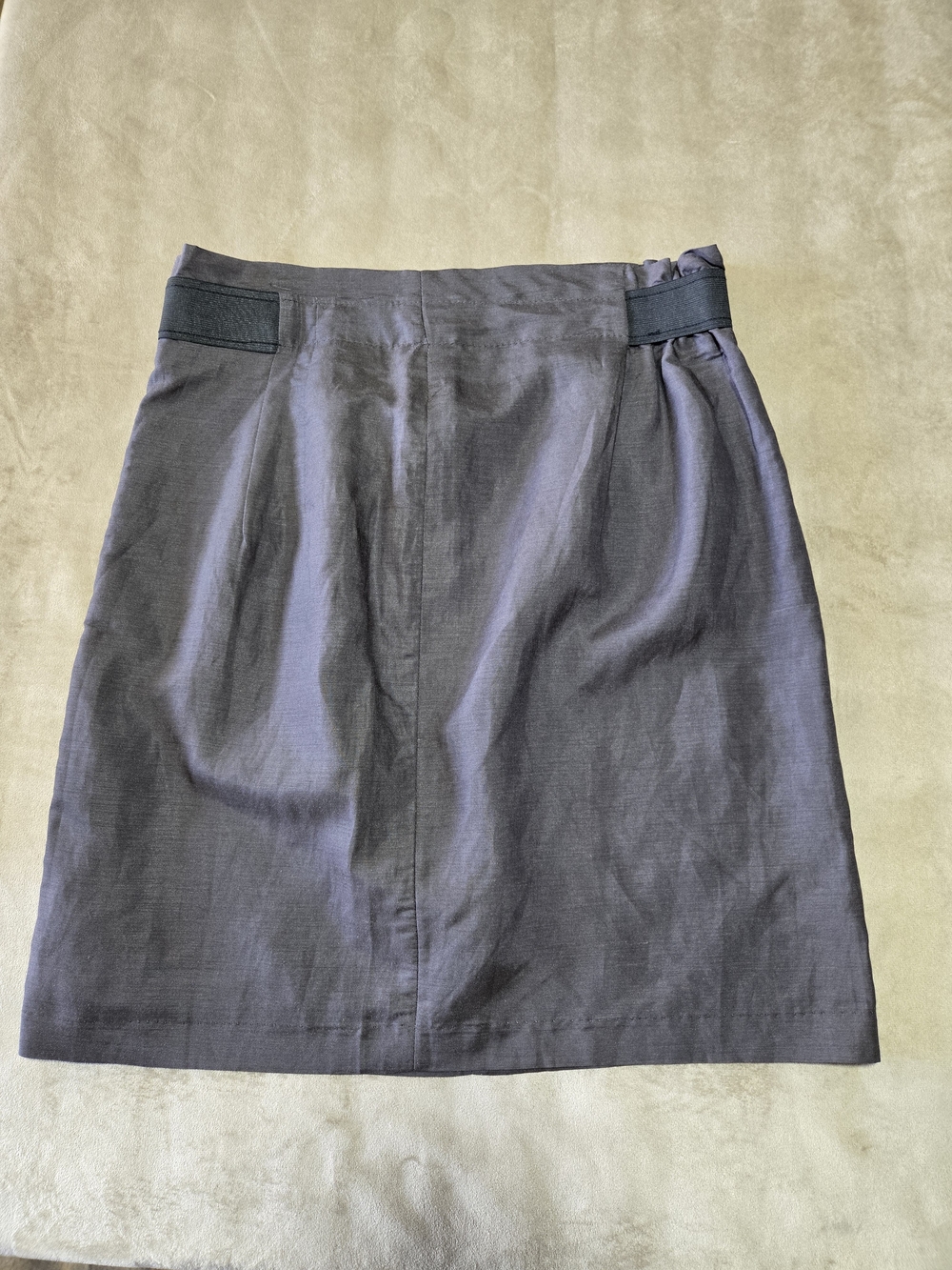 Women's Gray Pencil Skirt with Elastic Side Panels